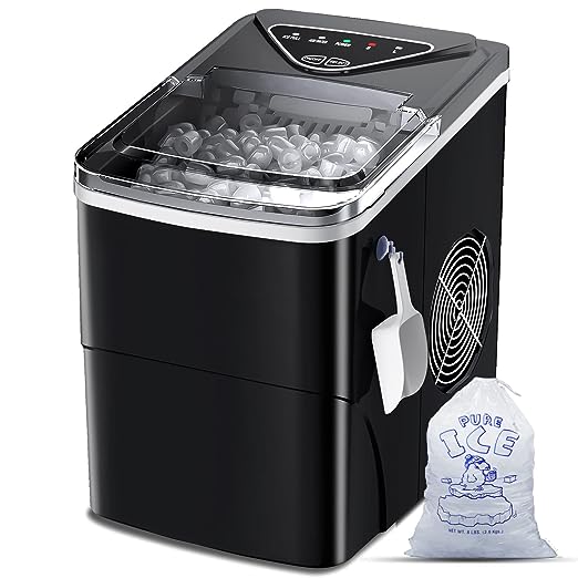 Black Ice Maker wirh Self-Cleaning